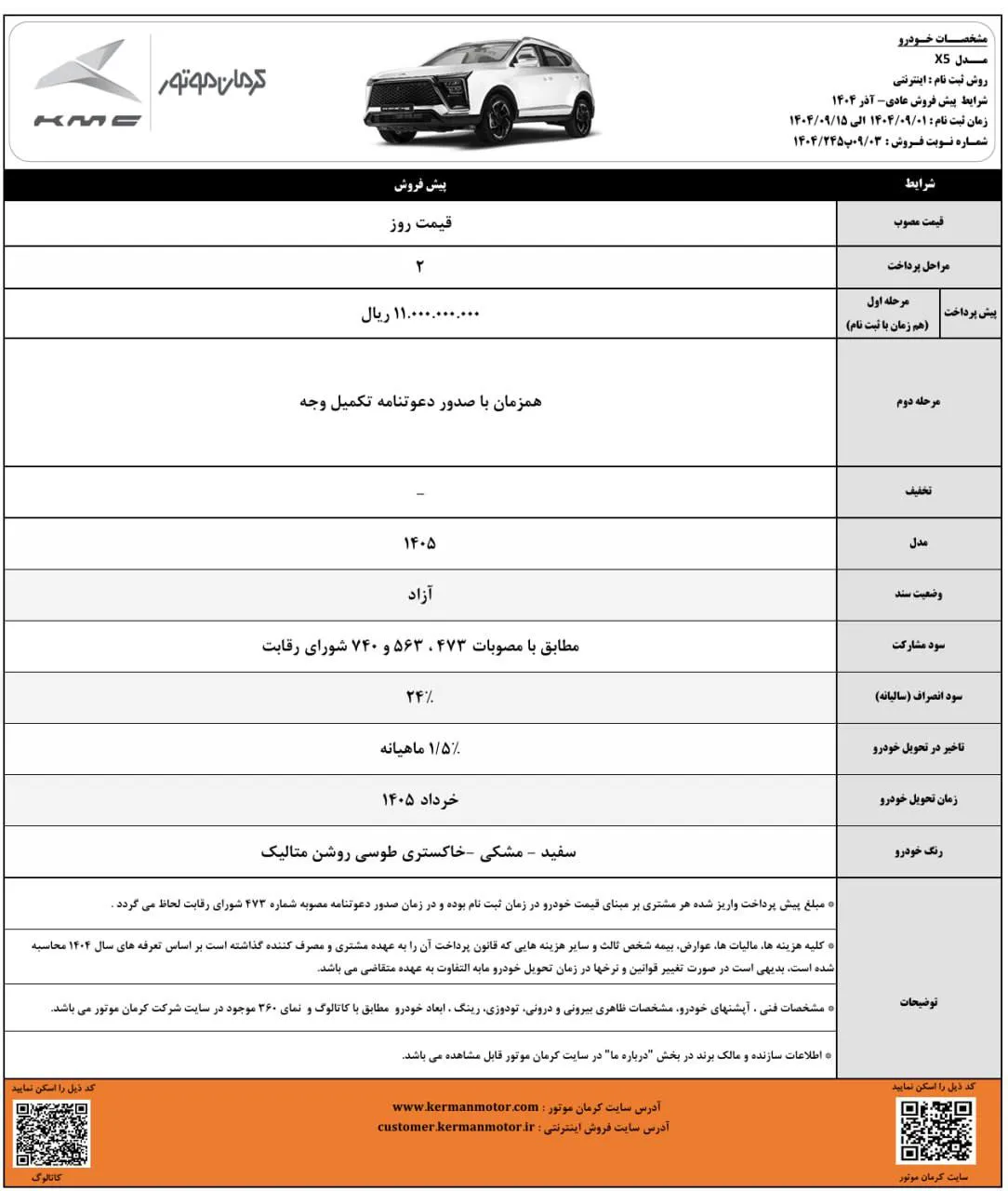 جزئیات پیش فروش کرمان موتور | کی ام سی T9، X5 و J7 با تحویل خرداد ۱۴۰۵ جزئیات پیش فروش کرمان موتور | کی ام سی T9، X5 و J7 با تحویل خرداد ۱۴۰۵